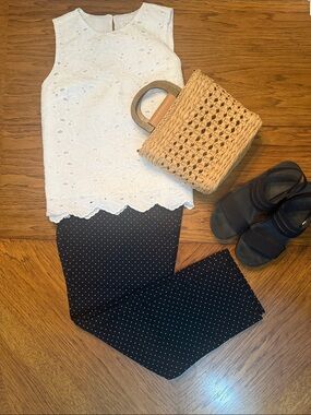 J. Jill Black Polka Dot Straight Leg Pants